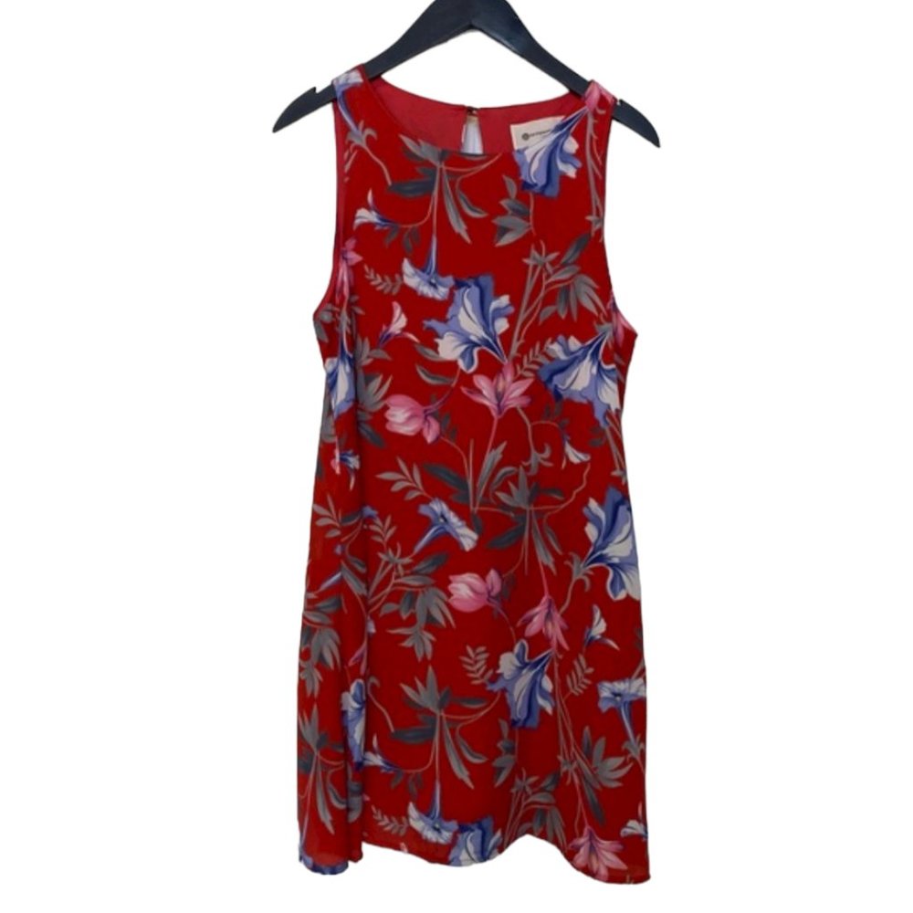 The Impeccable Pig Red Floral Sleeveless Dress